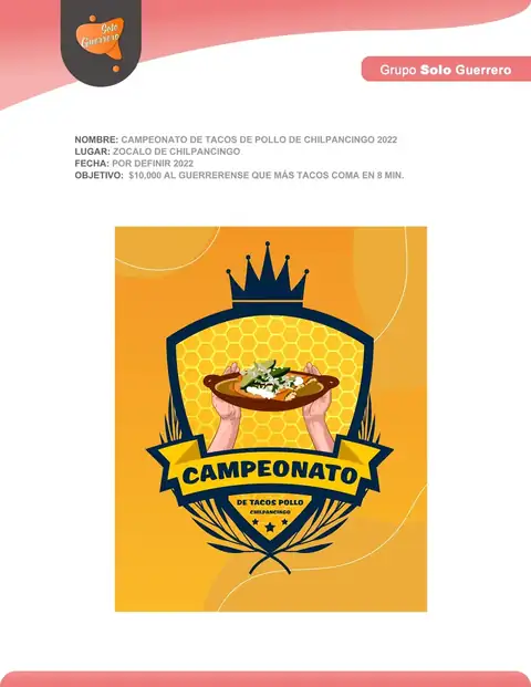 Memoria de planeación del Campeonato de Tacos de Pollo