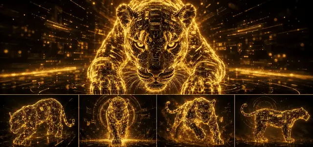 Jaguar digital dorado